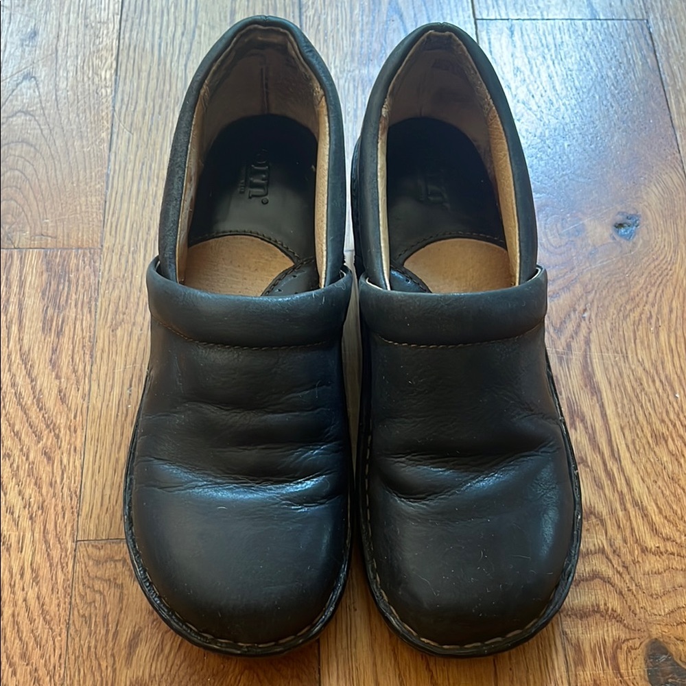 Born Black Leather Mules Comfortable Slip-On Clogs